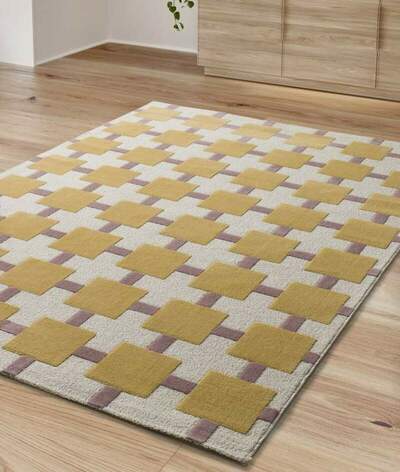 ALFOMBRA GEOMÉTRICA 25403 MOSTAZA