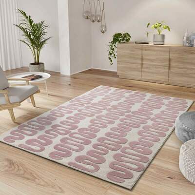 ALFOMBRA GEOMÉTRICA 25409 ROSA