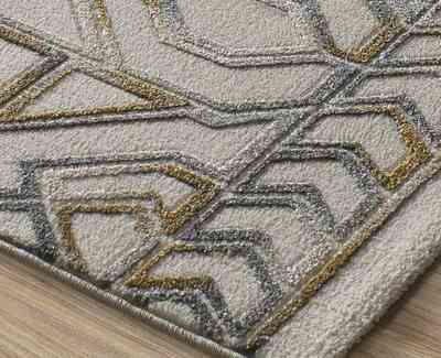 ALFOMBRA ÉTNICA EN RELIEVE 12989 PLATA