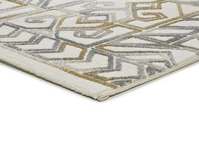 ALFOMBRA ÉTNICA EN RELIEVE 12989 PLATA