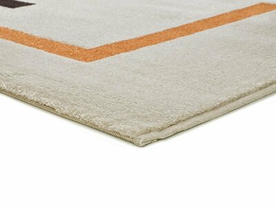 ALFOMBRA GEOMÉTRICA LESSIA LÍNEA NARANJA Y NEGRO