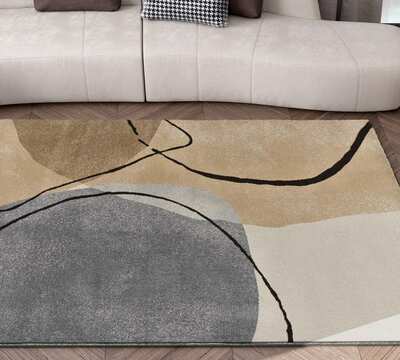 ALFOMBRA ABSTRACTA LESSIA BEIGE Y GRIS