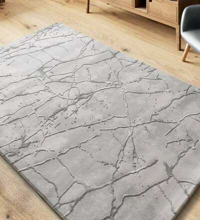 ALFOMBRA EFECTO MÁRMOL CON RELIEVE 35 GRIS