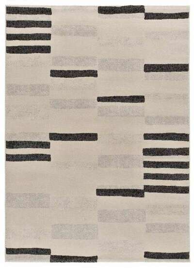 ALFOMBRA GEOMÉTRICA LESSIA MOSAICO GRIS Y NEGRO