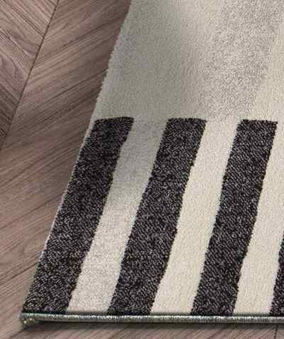 ALFOMBRA GEOMÉTRICA LESSIA MOSAICO GRIS Y NEGRO