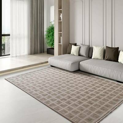 ALFOMBRA GEOMÉTRICA CON FLECOS ONA 52094 BEIGE
