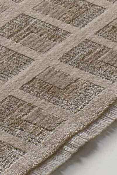 ALFOMBRA GEOMÉTRICA CON FLECOS ONA 52094 BEIGE