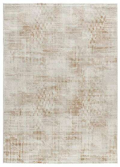 ALFOMBRA GEOMÉTRICA CON RELIEVE 4448 BEIGE Y CALDERA