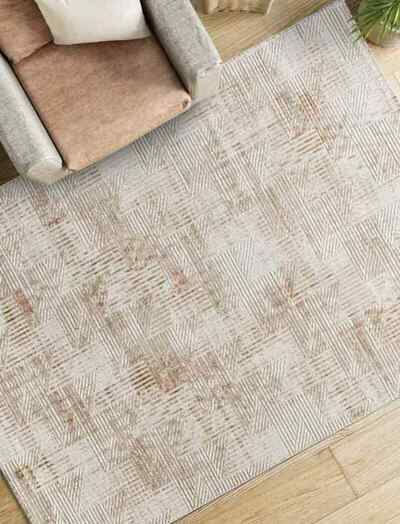 ALFOMBRA GEOMÉTRICA CON RELIEVE 4448 BEIGE Y CALDERA