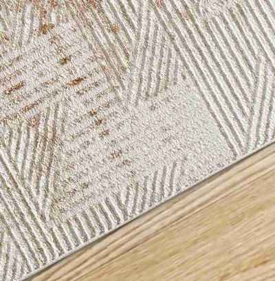 ALFOMBRA GEOMÉTRICA CON RELIEVE 4448 BEIGE Y CALDERA