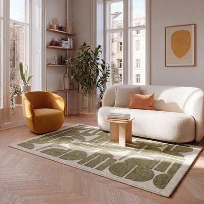 ALFOMBRA GEOMÉTRICA CON RELIEVE 2438 VERDE
