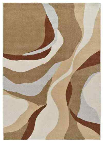 ALFOMBRA ABSTRACTA 13006 BEIGE Y CALDERA