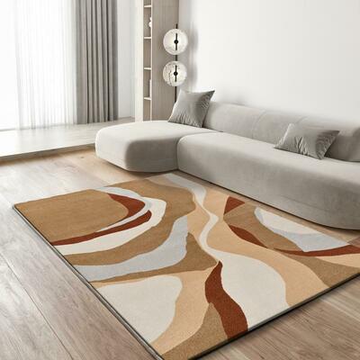 ALFOMBRA ABSTRACTA 13006 BEIGE Y CALDERA