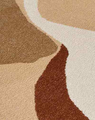 ALFOMBRA ABSTRACTA 13006 BEIGE Y CALDERA