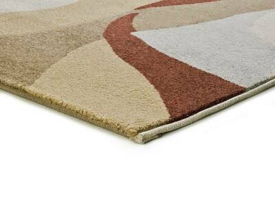 ALFOMBRA ABSTRACTA 13006 BEIGE Y CALDERA