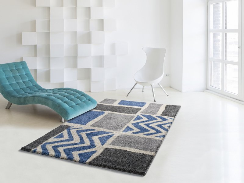 Alfombra Étnica Kasbah 8614 Azul y Gris