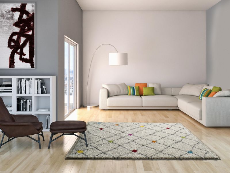 Alfombra Étnica Pelo Largo Handira 80125 Blanco