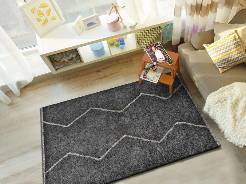 Alfombra Étnica-Shaggi de Estilo Nórdico Antracita