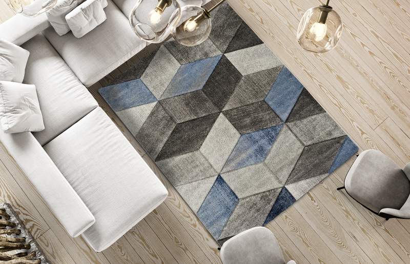 Alfombra Geométrica Gris Azul 22183