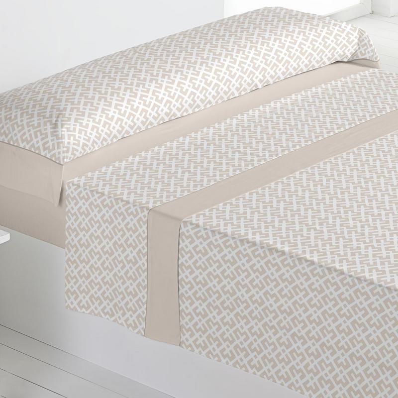 Juego de Sábanas Oslo de Color Beige. 100% Algodón