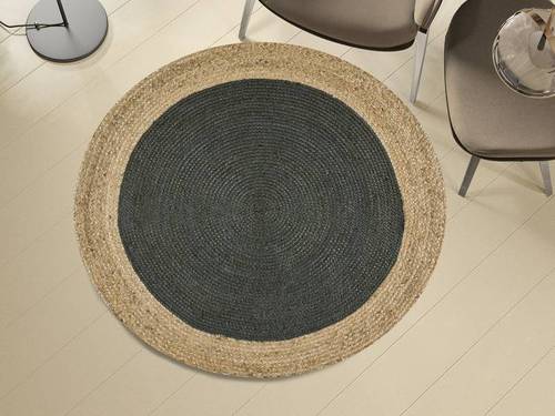 ALFOMBRA REDONDA DE YUTE MAHÓN 396 GRIS
