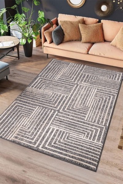 ALFOMBRA GEOMÉTRICA EN RELIEVE 2888 GRIS