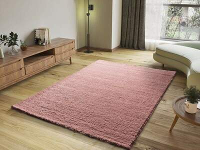 ALFOMBRA DE PELO LARGO ROSA LISO