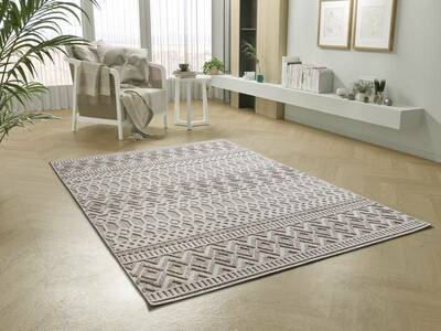 ALFOMBRA ÉTNICA EN RELIEVE 8937 BEIGE