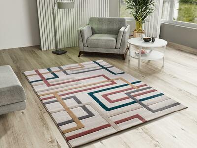 ALFOMBRA GEOMÉTRICA EN RELIEVE 12758 MULTICOLOR