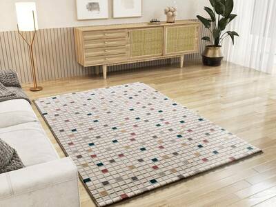 ALFOMBRA GEOMÉTRICA EN RELIEVE 12764 MULTICOLOR