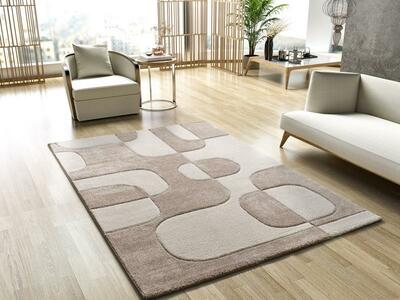 ALFOMBRA GEOMÉTRICA EN RELIEVE 40314 CREMA