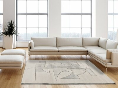 ALFOMBRA GEOMÉTRICA EN RELIEVE 40313 CREMA
