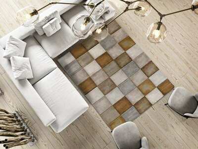 ALFOMBRA EFECTO DAMERO EN RELIEVE 22605 CALDERA