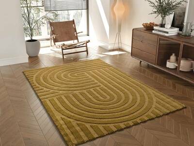 ALFOMBRA GEOMÉTRICA EN RELIEVE 59773 MOSTAZA