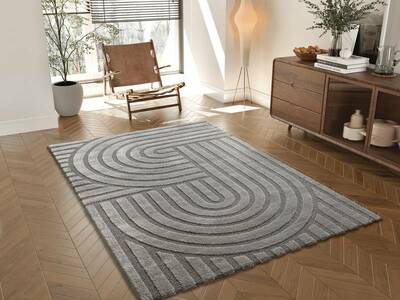 ALFOMBRA GEOMÉTRICA EN RELIEVE 59773 GRIS