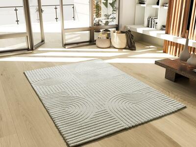 ALFOMBRA GEOMÉTRICA EN RELIEVE 2293 CREMA