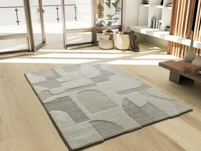ALFOMBRA GEOMÉTRICA EN RELIEVE 2260 CREMA