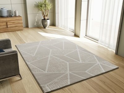 ALFOMBRA GEOMÉTRICA CON RELIEVE 12753 BLANCO