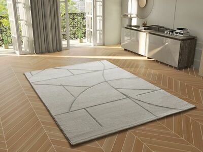 ALFOMBRA GEOMÉTRICA EN RELIEVE 40315 CREMA