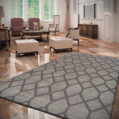 ALFOMBRA GEOMÉTRICA 157 GRIS