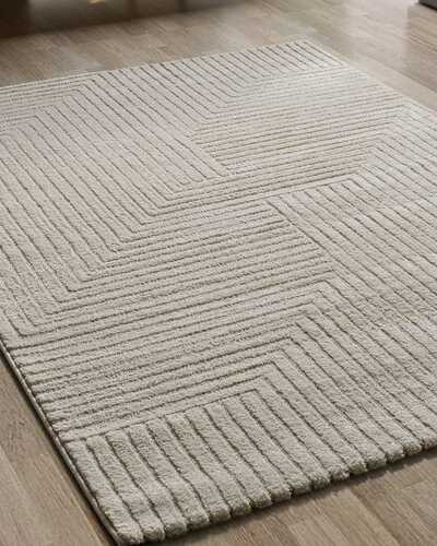 ALFOMBRA GEOMÉTRICA EN RELIEVE 2253 CREMA
