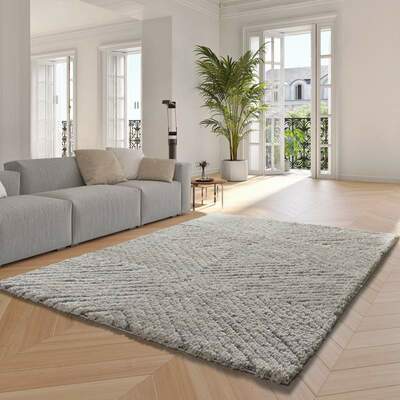 ALFOMBRA NÓRDICA DE PELO LARGO 80365 PLATA