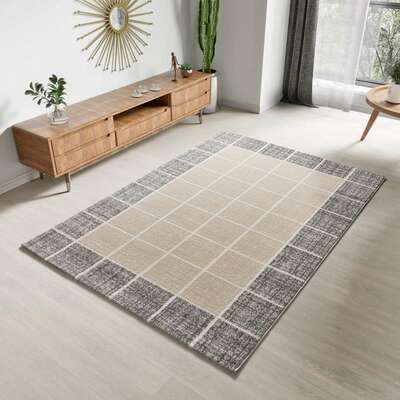 ALFOMBRA GEOMÉTRICA EN RELIEVE 12959 BLANCO