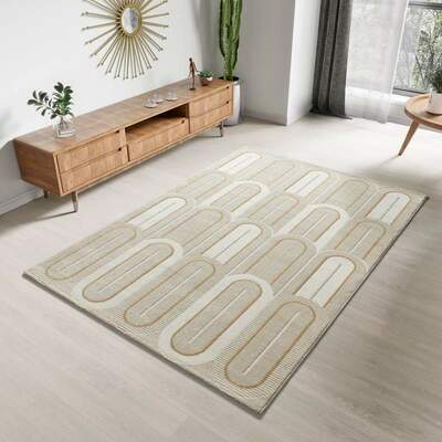 ALFOMBRA GEOMÉTRICA EN RELIEVE 12968 BLANCO