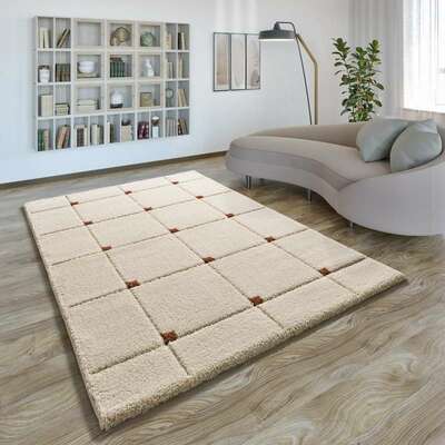 ALFOMBRA DE PELO LARGO EN RELIEVE 8830 BLANCO