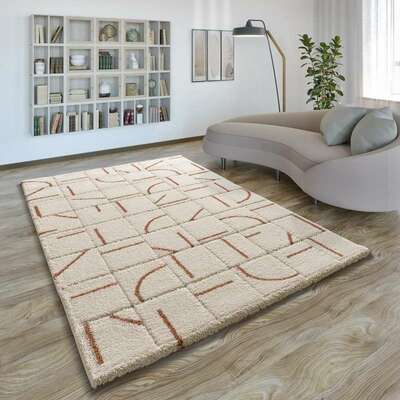 ALFOMBRA DE PELO LARGO EN RELIEVE 8832 BLANCO