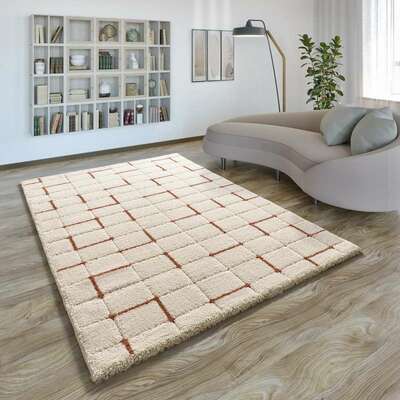 ALFOMBRA DE PELO LARGO EN RELIEVE 8834 BLANCO