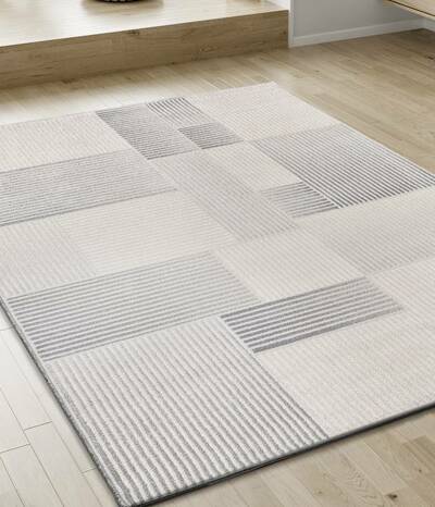 ALFOMBRA GEOMÉTRICA CON RELIEVE 12943 GRIS