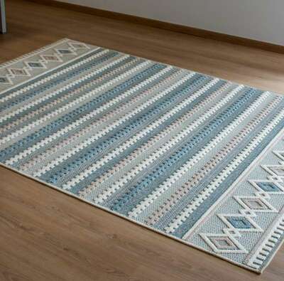 ALFOMBRA ÉTNICA DE ALGODÓN 186 AZUL