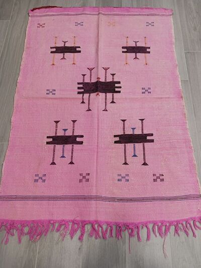 KILIM-DHURRIE VINTAGE ROSA PIEZA ÚNICA KILIM-DHURRIE VINTAGE ROSA PIEZA ÚNICA